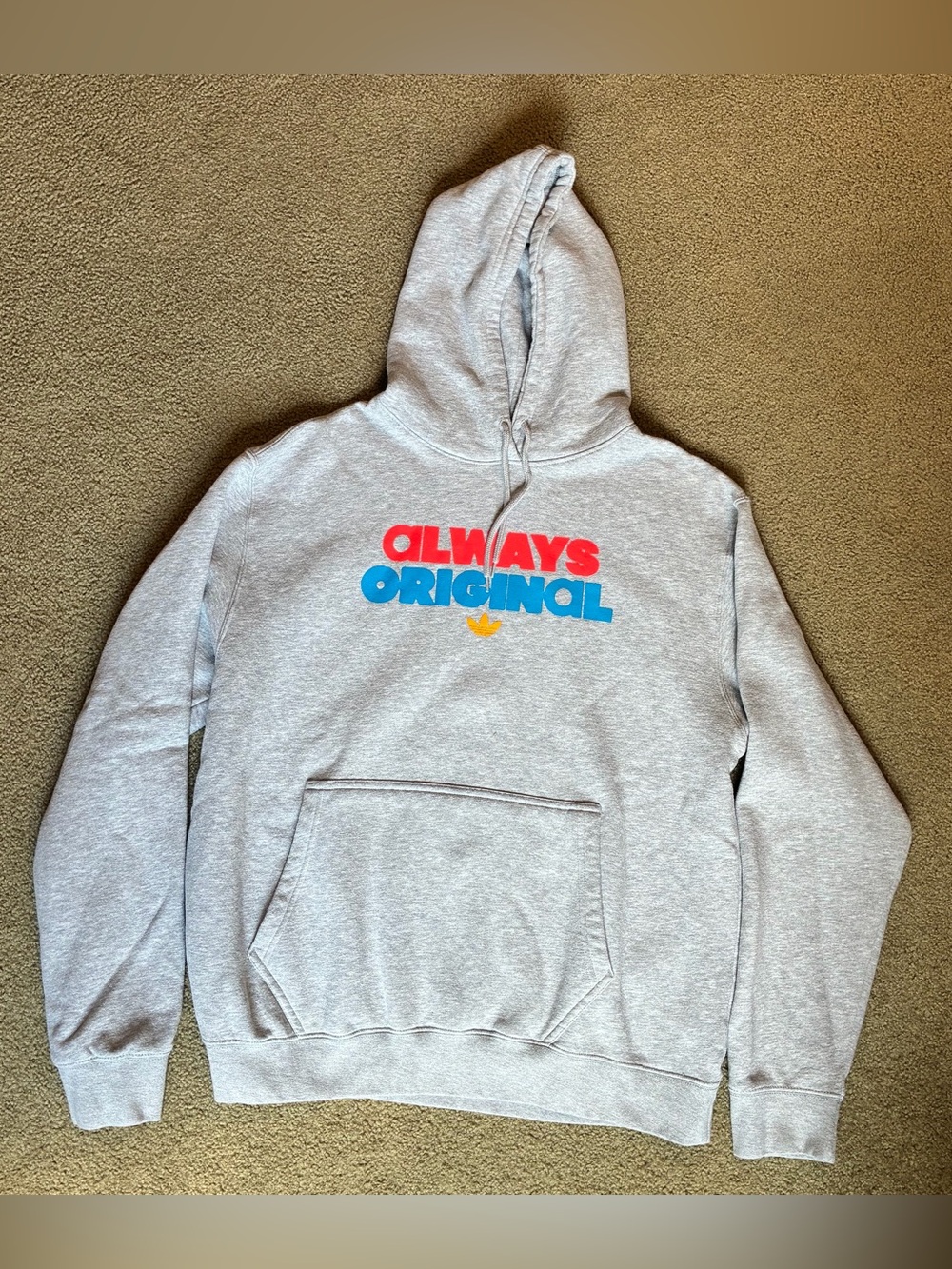 Adidas Hoodie Men's XL Gray Fleece Pullover Always Original Athletic Sweatshirt